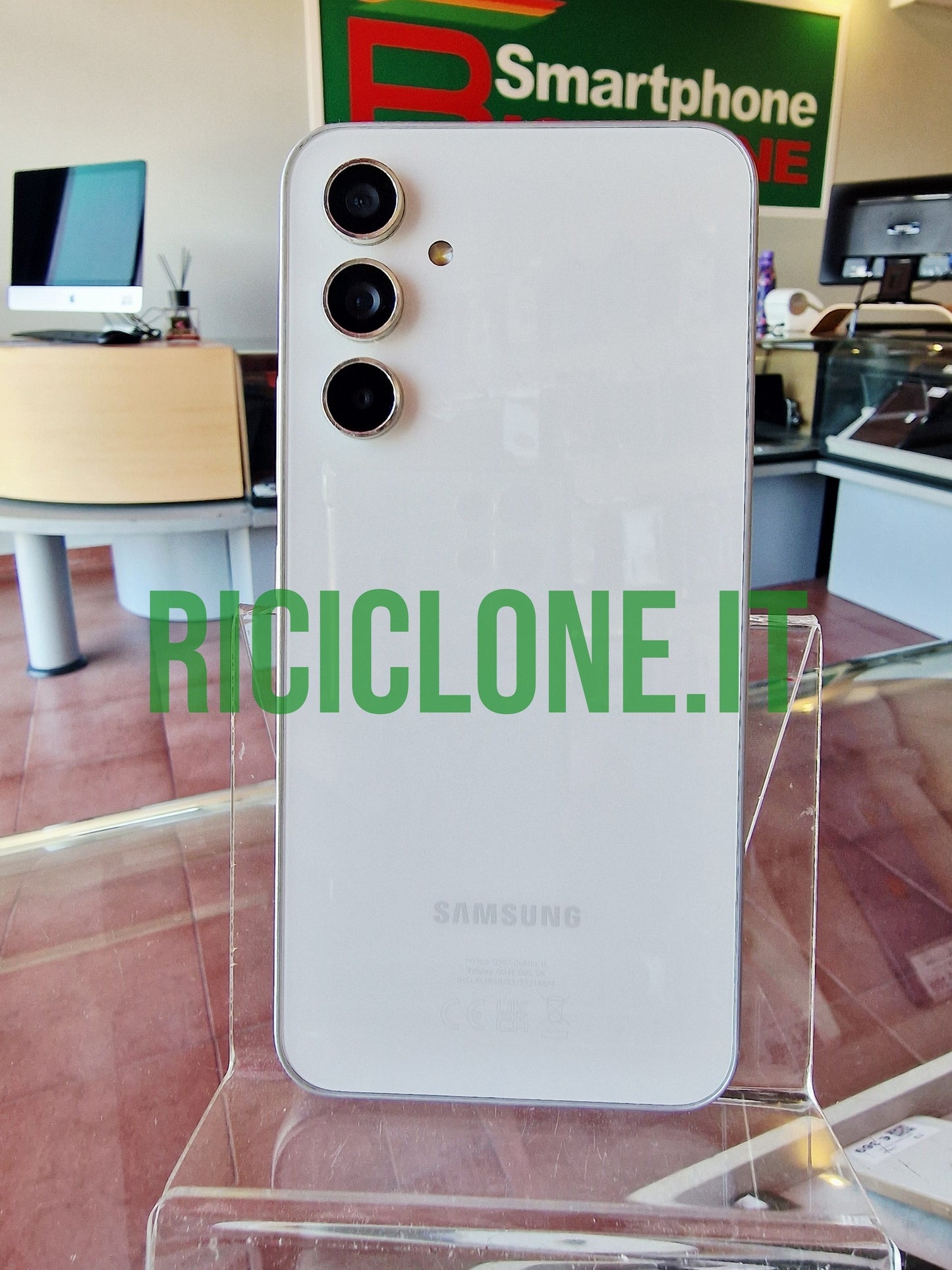 Samsung Galaxy A54 5G white back with triple camera and glossy finish