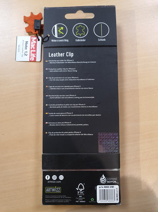 Cover Apple iPhone X / XS in pelle rossa con clip