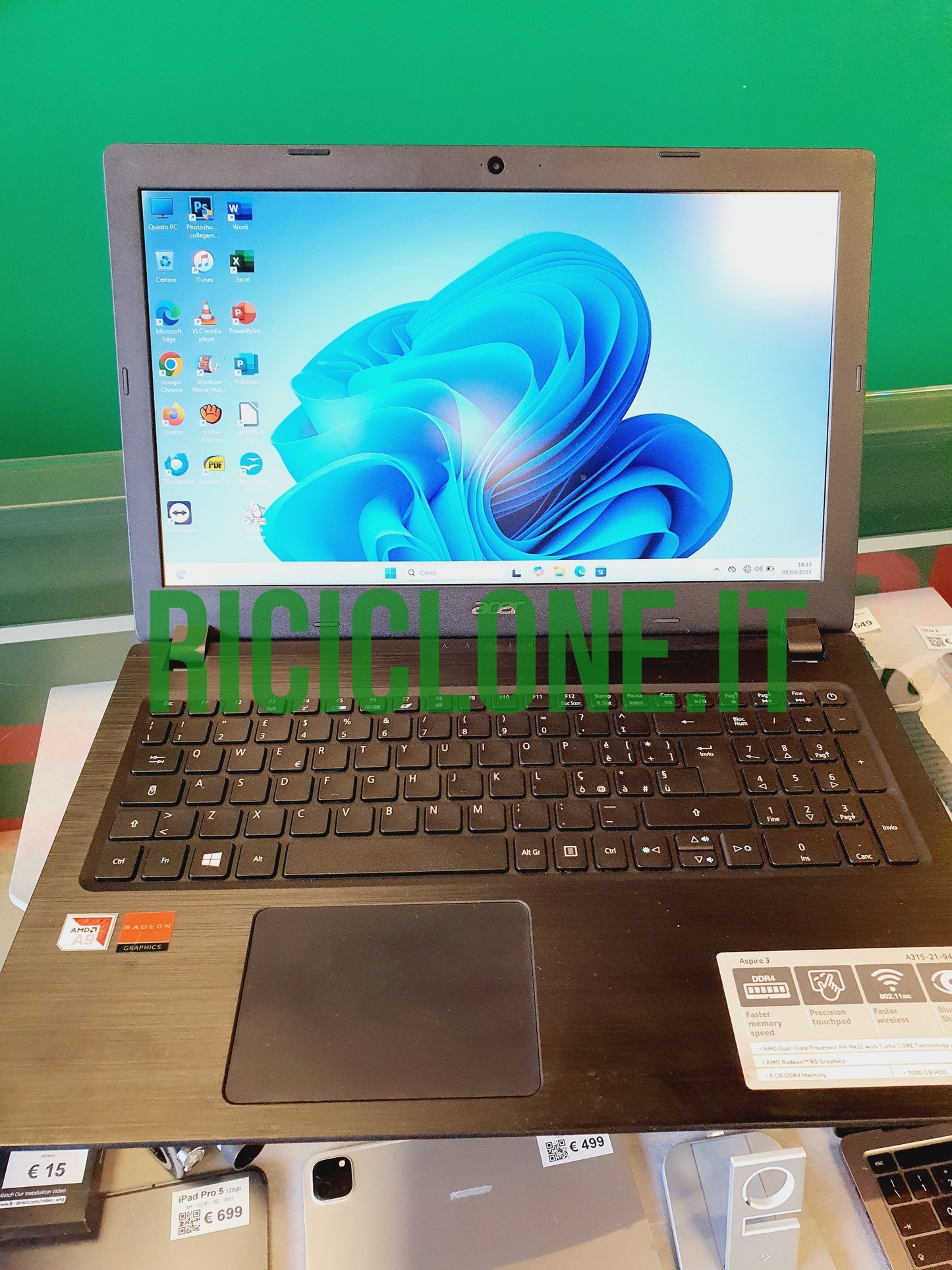 Acer Aspire 3 A315-21 - 15.6" - 8gb RAM - HD 238 gb SSD