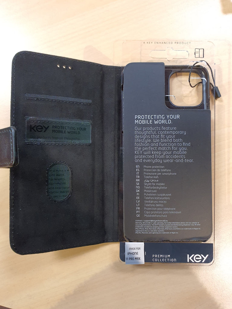 Cover Apple iPhone 11 Pro Max a libro in pelle nera - Key