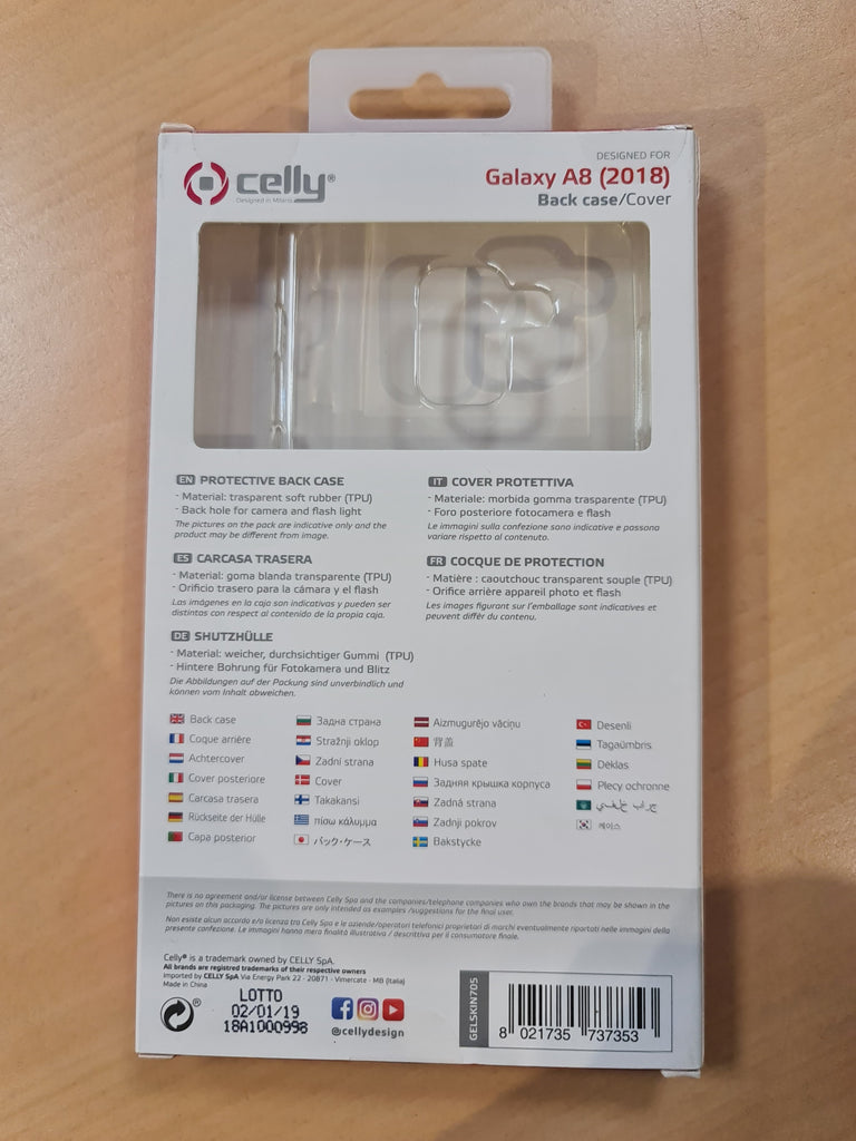 Cover Samsung Galaxy A8 2018 trasparente - Celly
